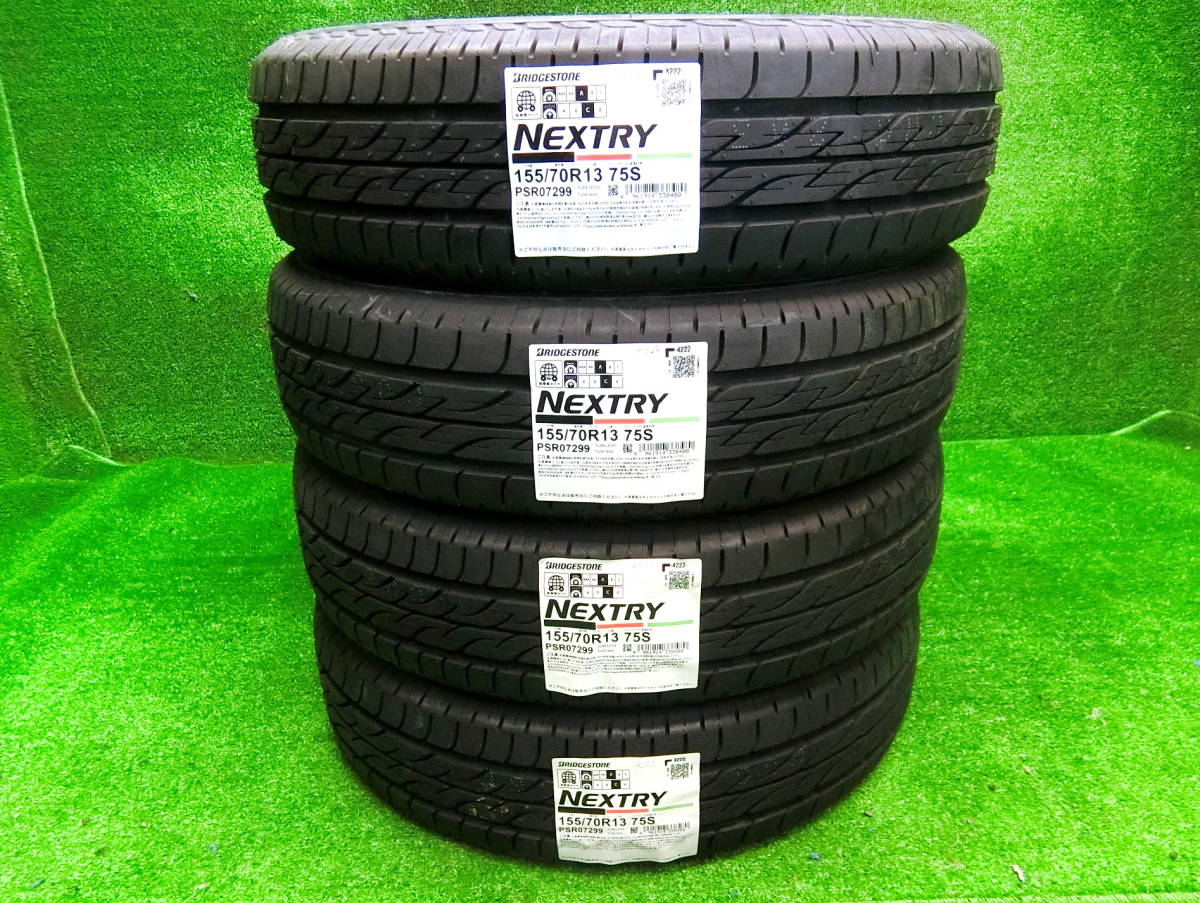 ★ 新品 送料無料 ★ 155/70R13 ★ BS NEXTRY ★ ピクシスエポック・バモス・トッポBJ・ミラ イース・ムーブ等 ★4本set★Z163の画像1