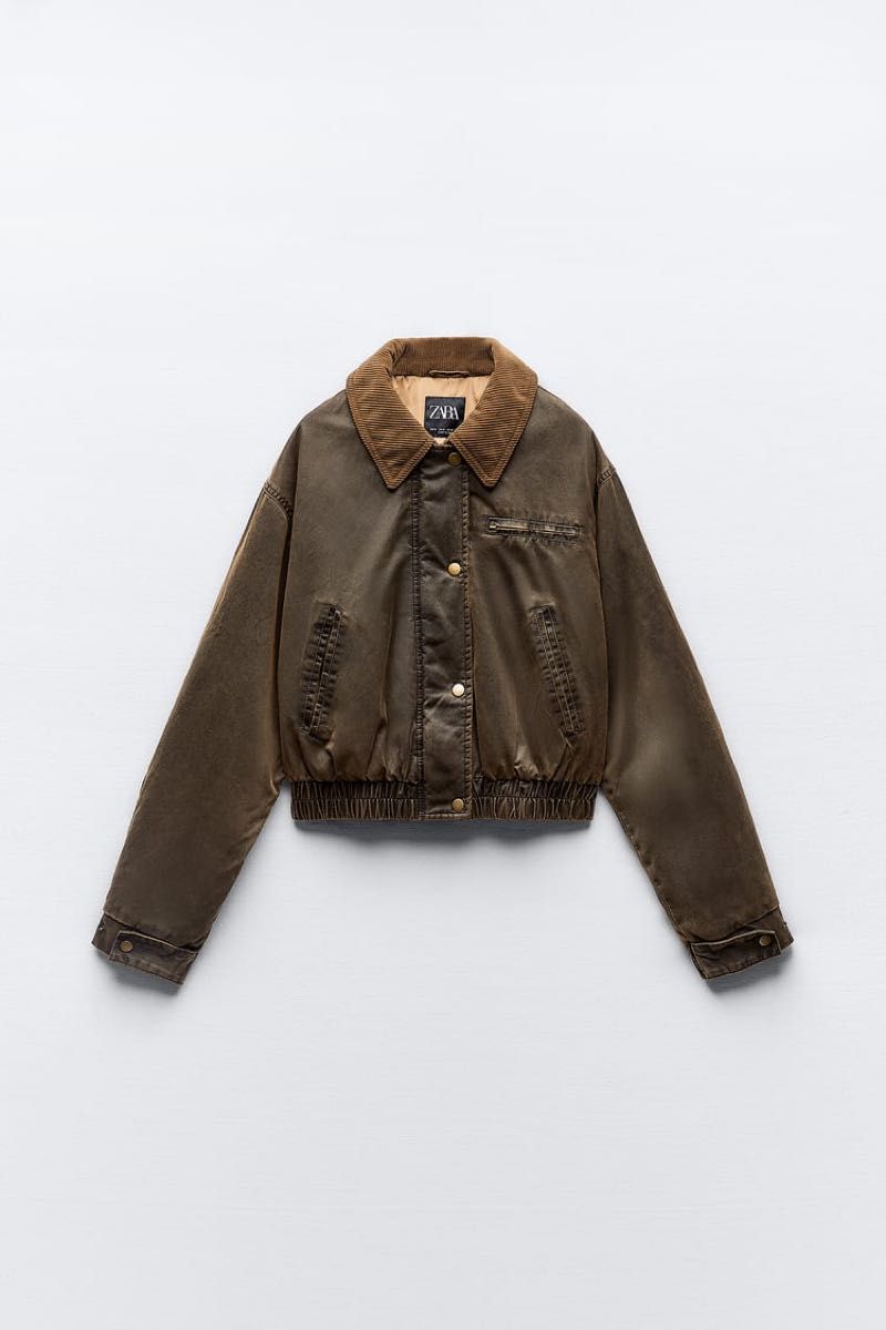ZARA ワックスクロップド ボンバージャケット コーデュロイ ZARA ワックスクロップド ボンバージャケット コーデュロイ