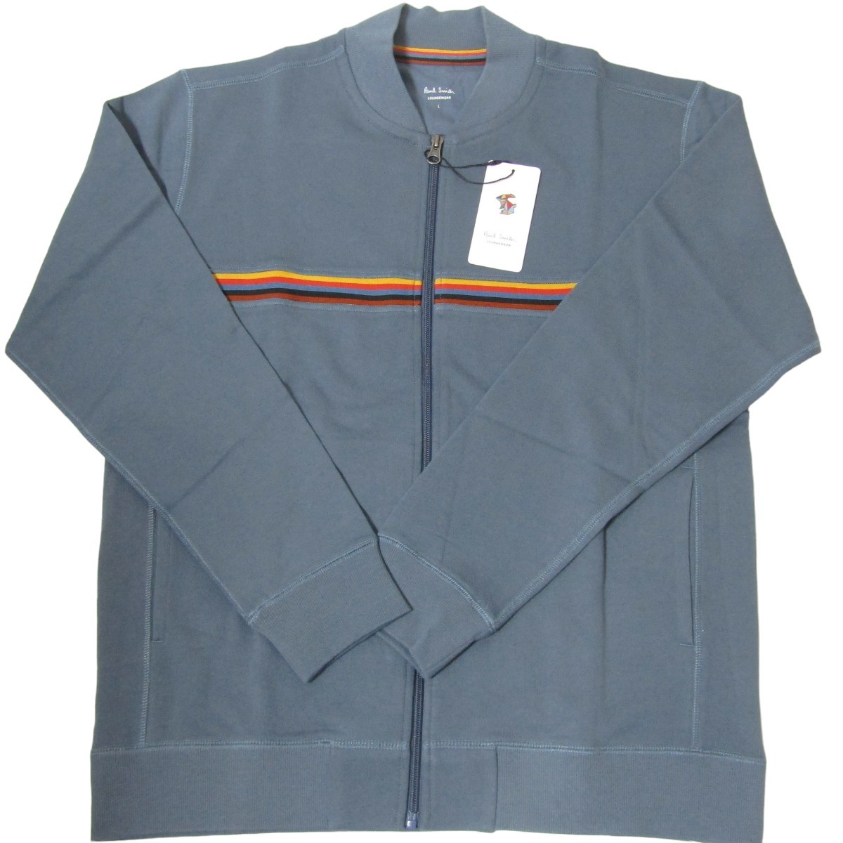  новый товар Paul Smith Paul Smith тренировочный Zip выше L яркий полоса lounge одежда голубой 