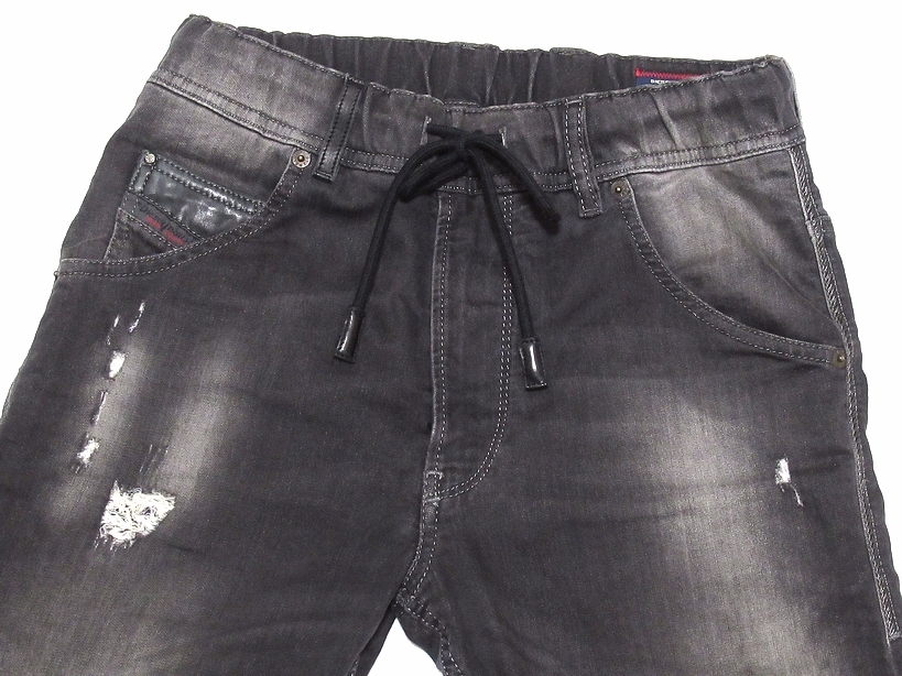 美品 DIESEL ディーゼル JOGGJEANS ジョグジーンズ KROOLEY-NE 0835B ダメージ加工 スウェット ストレッチ デニムパンツ W26 正規品 メンズ_画像3