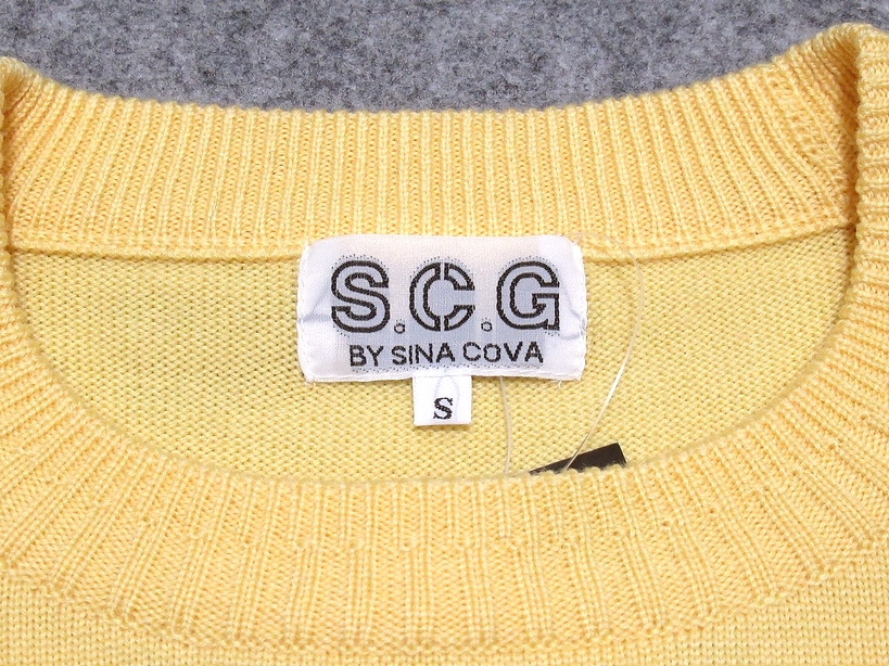 定価￥24,000 新品タグ付 S.C.G by SINA COVA シナコバ ゴルフ イタリア生地 ZEGNA BARUFFA社 クルーネック ウールニットセーター S メンズ_画像8