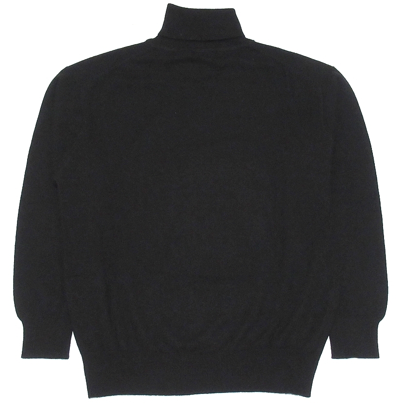 カシミヤ100％ 美品 PURE CASHMERE 高級素材 タートルネック ニットセーター 黒 ブラック L メンズ_画像2
