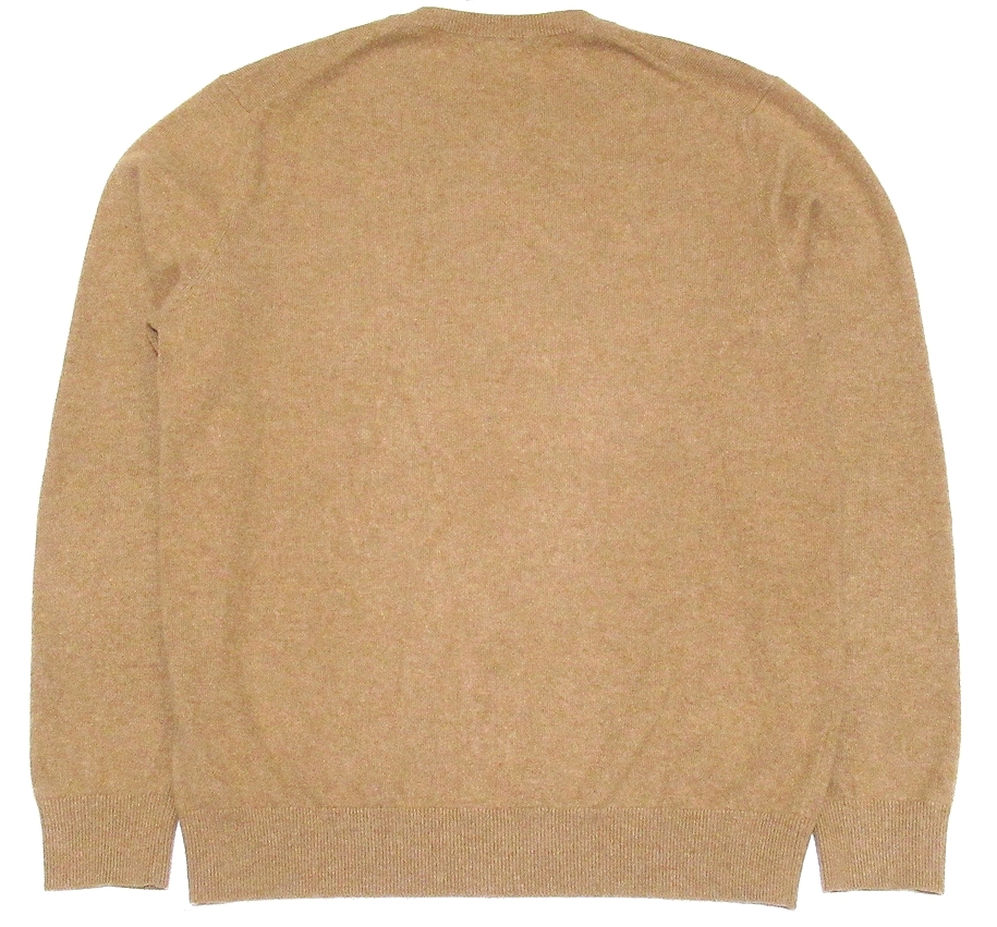 カシミヤ100％ 美品 UNIQLO ユニクロ PURE CASHMERE 高級素材 クルーネック ニットセーター ベージュ L メンズ_画像2