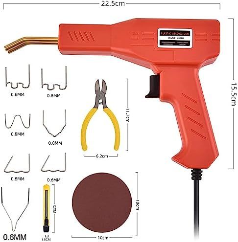 補修用プラスチック溶接機キット ホッチキス溶接機 7種610本の溶接釘付き 110V自働修理用補修機 ペンチ ツールカッタ サンド_画像3