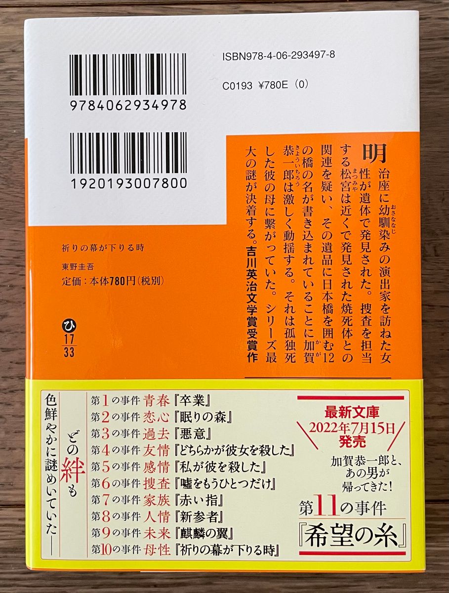 祈りの幕が下りる時/ 東野圭吾/ 講談社文庫