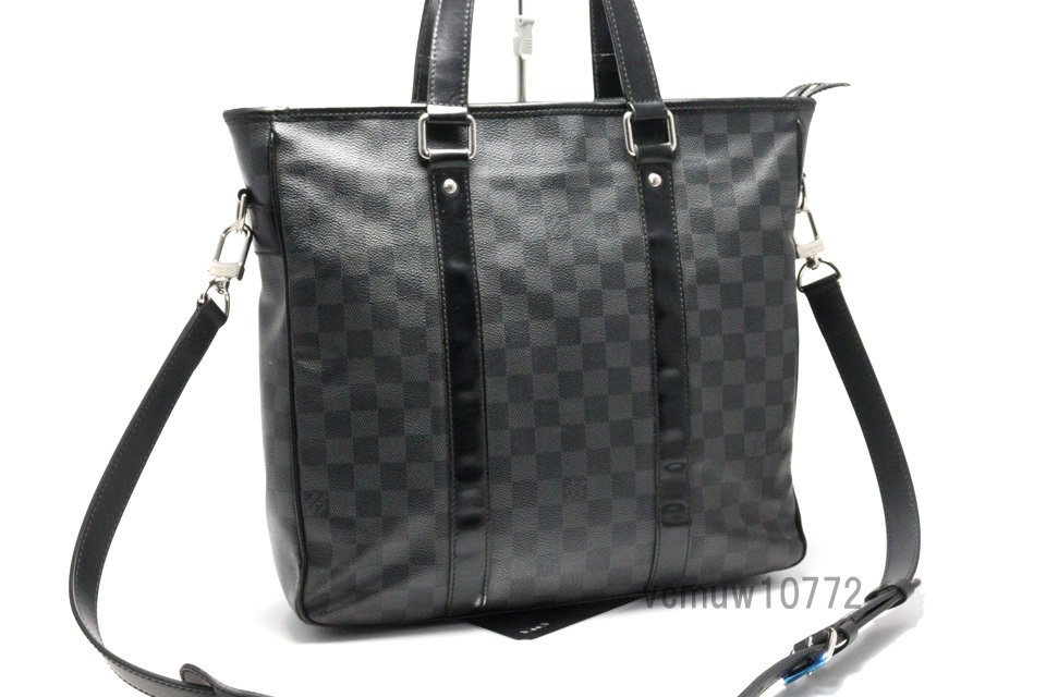 近年モデル希少美中古■LOUIS VUITTON ダミエグラフィット タダオPM レザー 2way トートバッグ ルイヴィトン■0201cp2240915_画像4