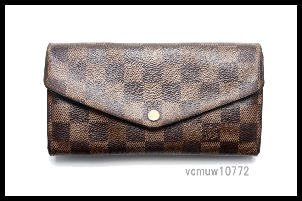 近年モデル希少美中古■LOUIS VUITTON ダミエ 新型 ポルトフォイユサラ レザー 2つ折り長財布 ルイヴィトン■0208ak1059-3K_画像1