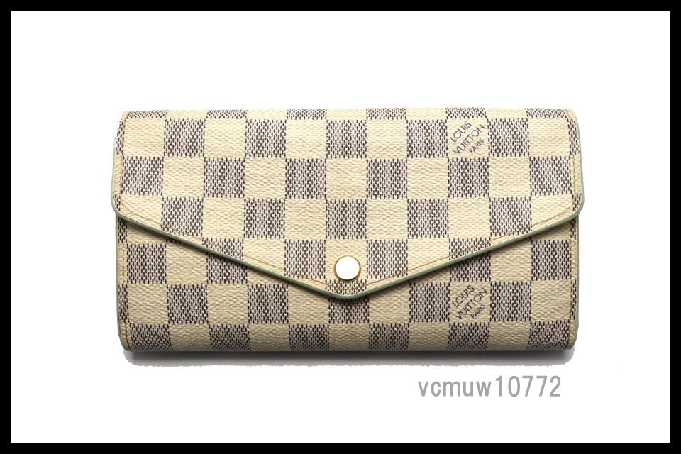 近年モデル希少美中古■LOUIS VUITTON ダミエアズール 新型 ポルトフォイユサラ レザー 2つ折り長財布 ルイヴィトン■0208uc33693_画像1