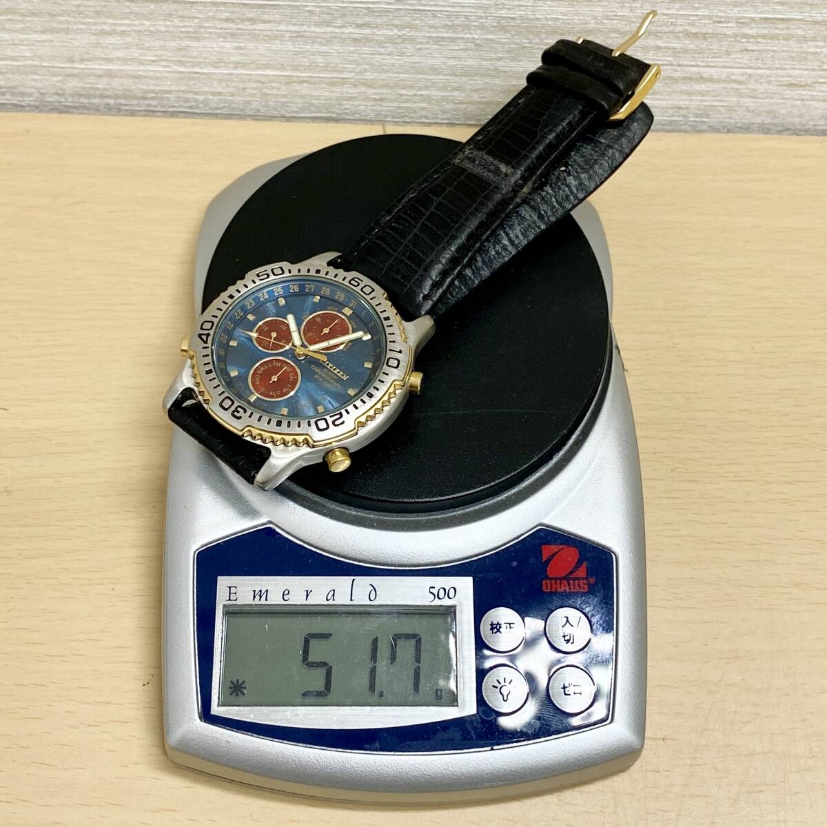 【稼動品】 CITIZEN 6850-G81406 腕時計 メンズ シチズン 回転ベゼル ALARM アラーム クロノグラフ 中古品_画像8