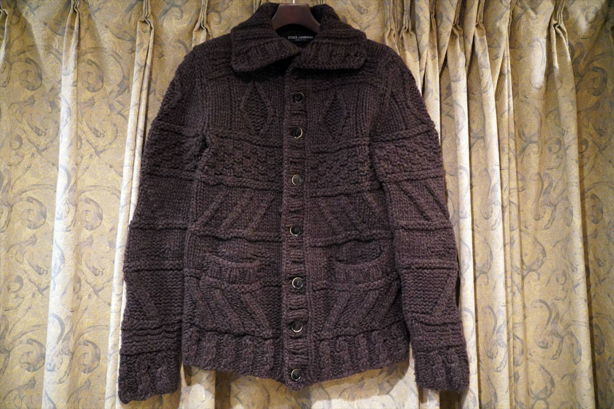  Dolce & Gabbana DOLCE&GABBANA extremely thick bar Gin wool 100% design knitted cardigan 50