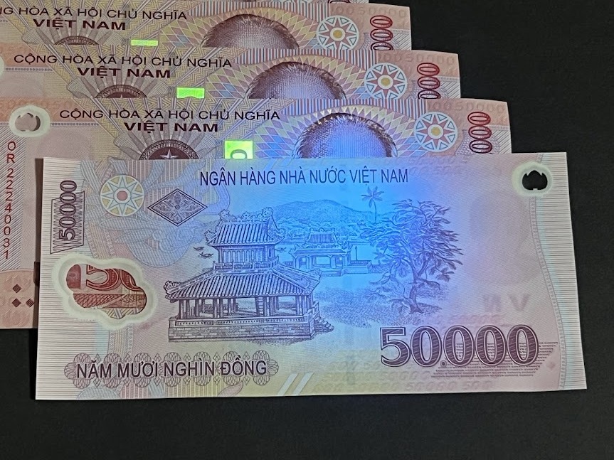 ベトナム 50000(5万) Dong札 ポリマー紙幣 コレクション向きのピン札 5枚セット 2022年 未使用 ＃OR22 _参考画像（近番出品）