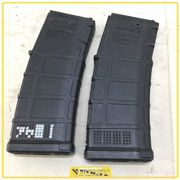 7888】メーカー不明 電動 M4/M16対応 P-MAG型 スプリング給弾式スペアマガジン BK 2本セットの画像2