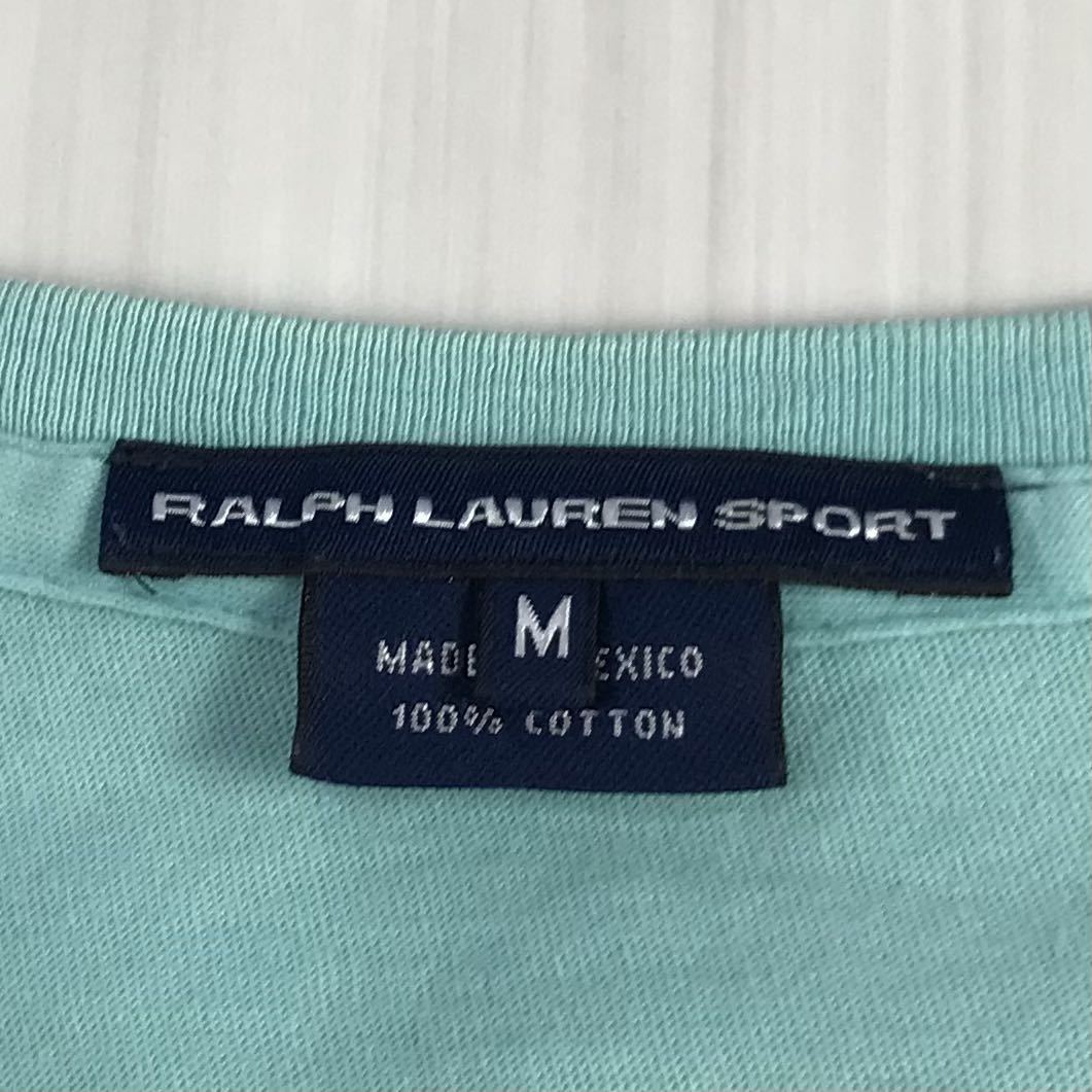 RALPH LAUREN SPORT ラルフローレン スポーツ 半袖Tシャツ M ライトグリーン Vネック 刺繍ポニー_画像5