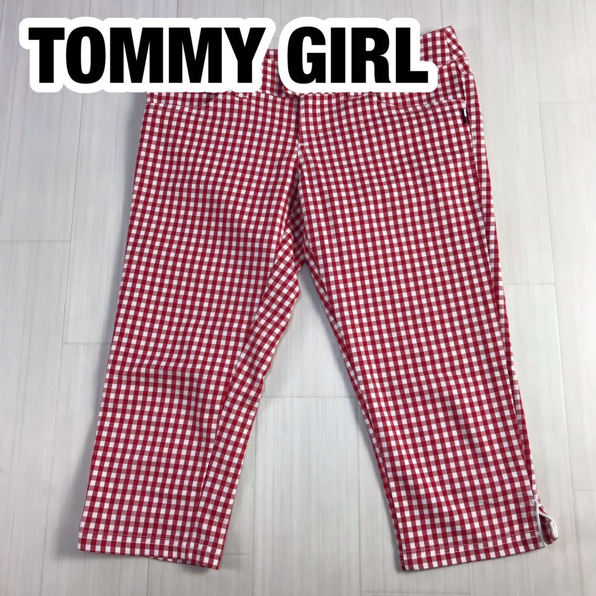 TOMMY GIRL トミーガール パンツ S レッド ホワイト チェック柄_画像1