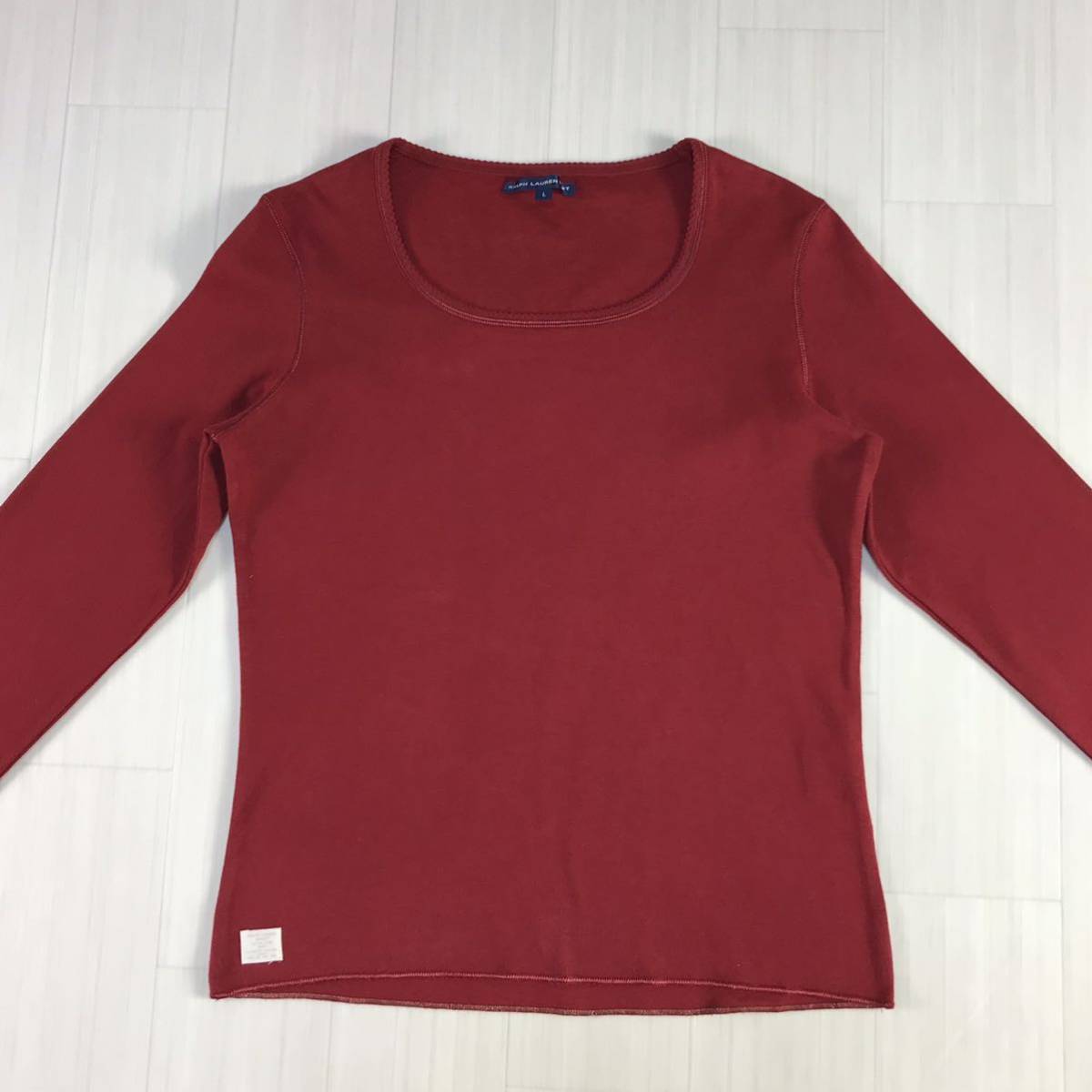 RALPH LAUREN SPORT ラルフローレン スポーツ 長袖コットンTシャツ カットソー L レッド ブランドタグ_画像3