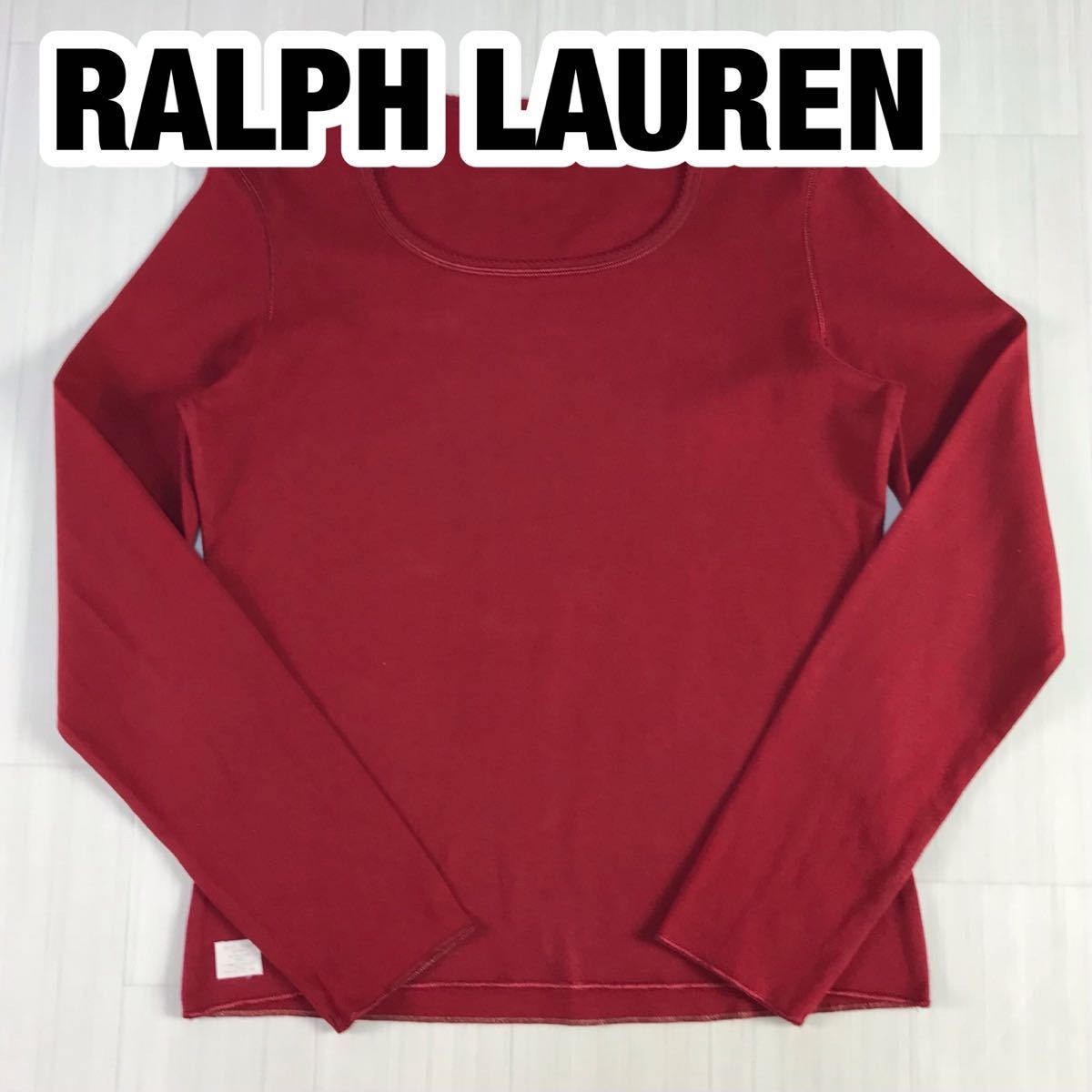 RALPH LAUREN SPORT ラルフローレン スポーツ 長袖コットンTシャツ カットソー L レッド ブランドタグ_画像1