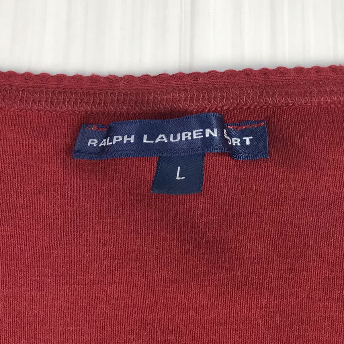 RALPH LAUREN SPORT ラルフローレン スポーツ 長袖コットンTシャツ カットソー L レッド ブランドタグ_画像6