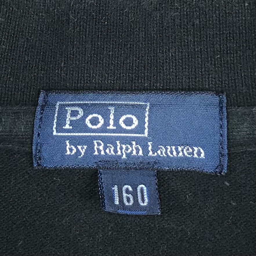POLO BY RALPH LAUREN ポロ バイ ラルフローレン 半袖ポロシャツ 160 ユースサイズ ブラック 刺繍ロゴ パッチ_画像5