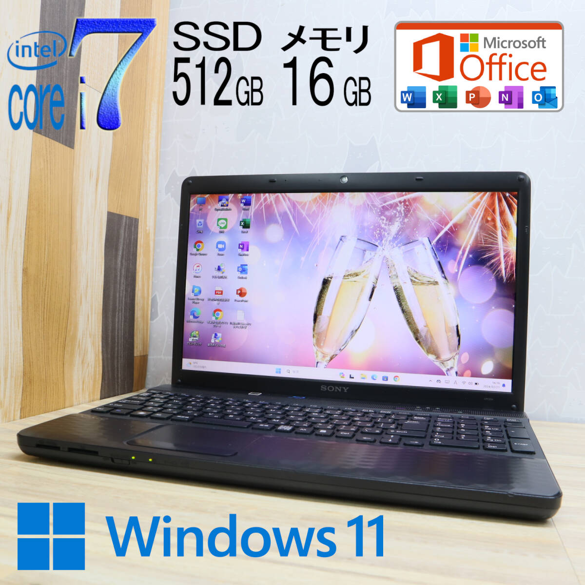 ★超美品 最上級4コアi7！新品SSD512GB メモリ16GB★VPCEH39FJ Core i7-2670QM Webカメラ Win11 MS Office2019 Home&Business★P66554_画像1