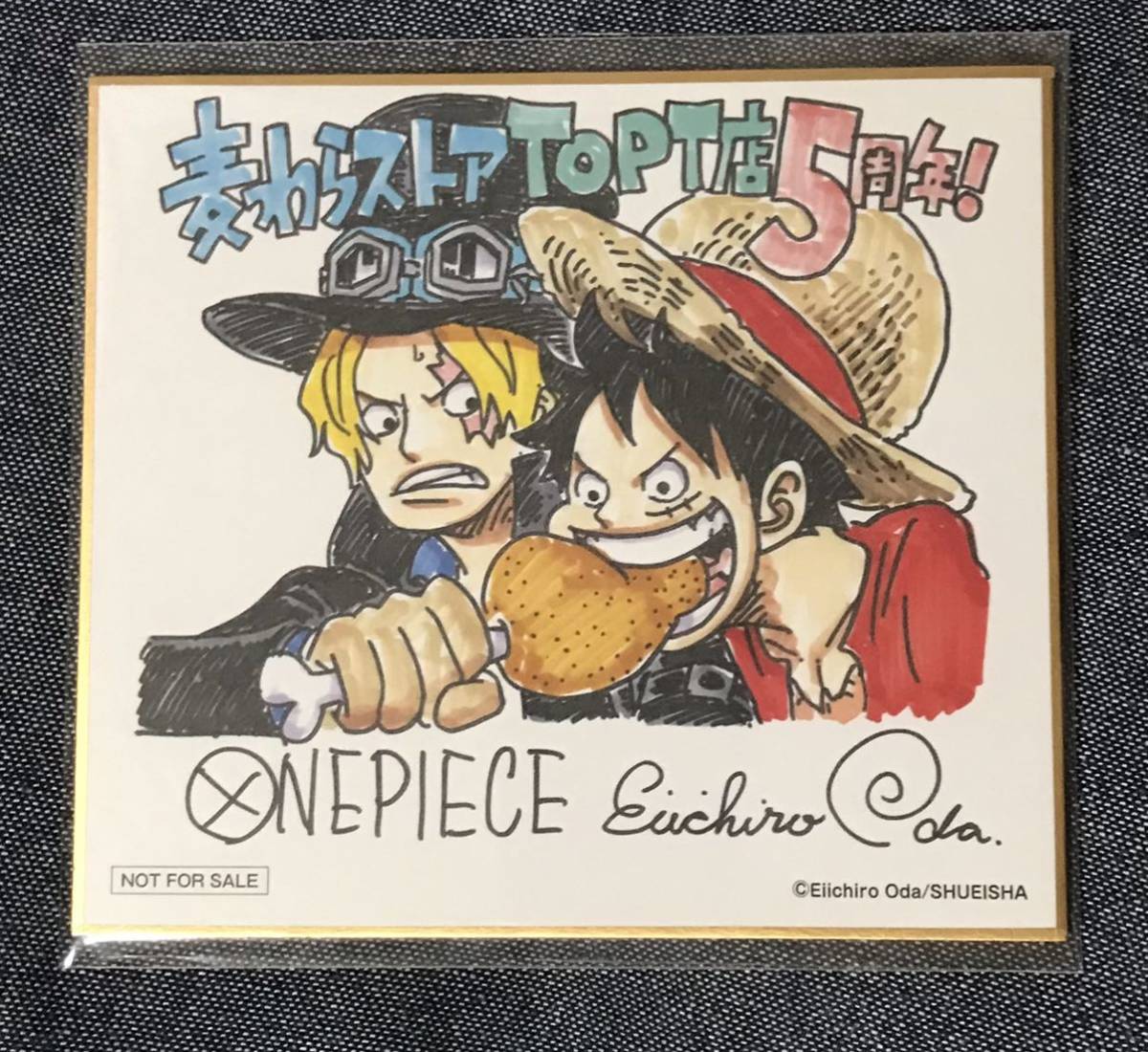 送料無料　ワンピース　尾田栄一郎　サイン入り色紙　麦わらストア　非売品　ONE PIECE 複製原画　ルフィ　少年ジャンプ　集英社