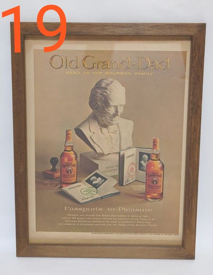 【現物額装】オールドグランダッド 1962 ビンテージ 広告 額入り アメリカ 雑貨 レトロ バーボン ウイスキー