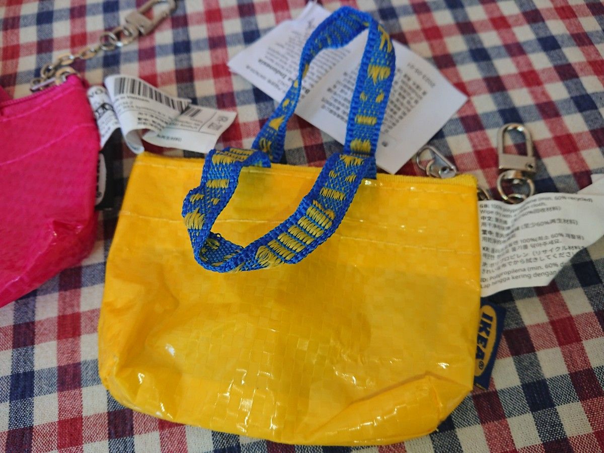 イケア IKEA☆バッグ型 小物入れ ポーチ 小銭入れ 黄色 ピンク☆コインケース
