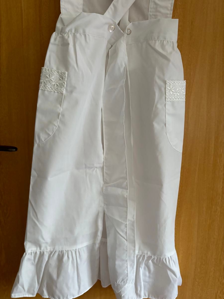【新品未使用】桂由美　カツラユミ　エプロン レース 刺繍 ホワイト　白　ハート　花柄　可愛い　美しい　日本製