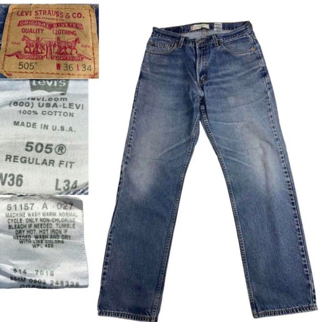 00s USAアメリカ製　リーバイスLEVI'S505 W 36股下80㎝　pts0371CS14アメリカ製made in USA米国製