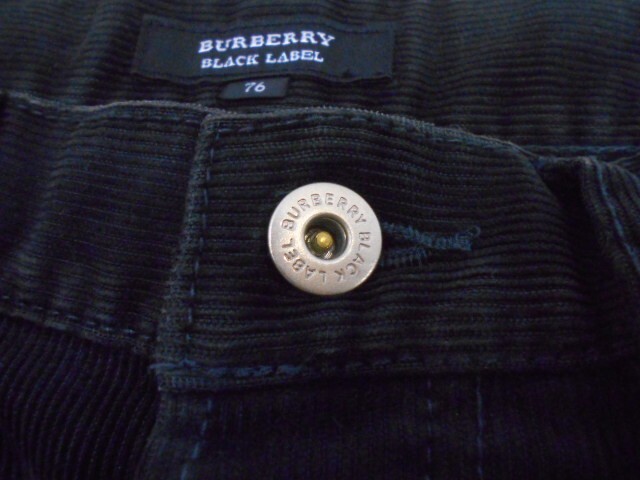 71 送80サ 0306$D12 BURBERRY BLACK LABEL バーバリーブラックレーベル メンズ コーデュロイパンツ ブラック サイズ76 中古品_画像4