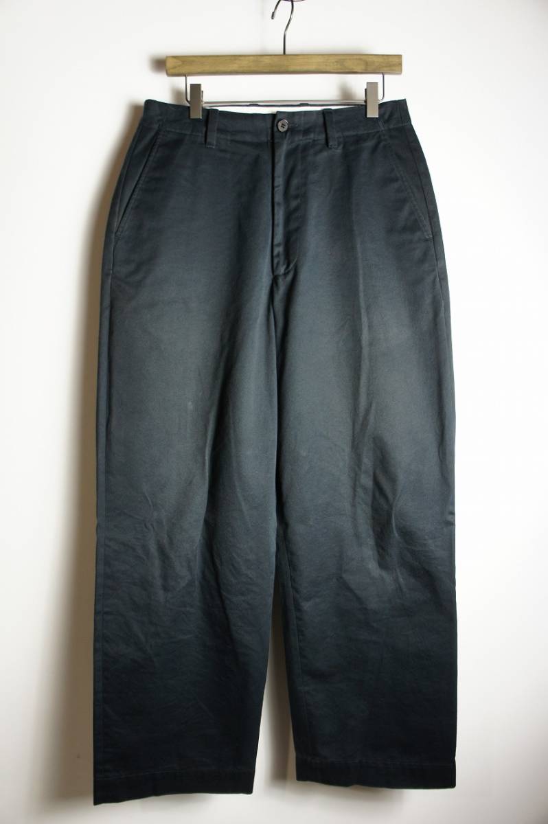 正規 19AW UNIVERSAL PRODUCTSユニバーサル プロダクツ NO TUCK WIDE CHINO TROUSERS ワイド チノ パンツ 193-60504 黒 1 本物 1022N_画像1