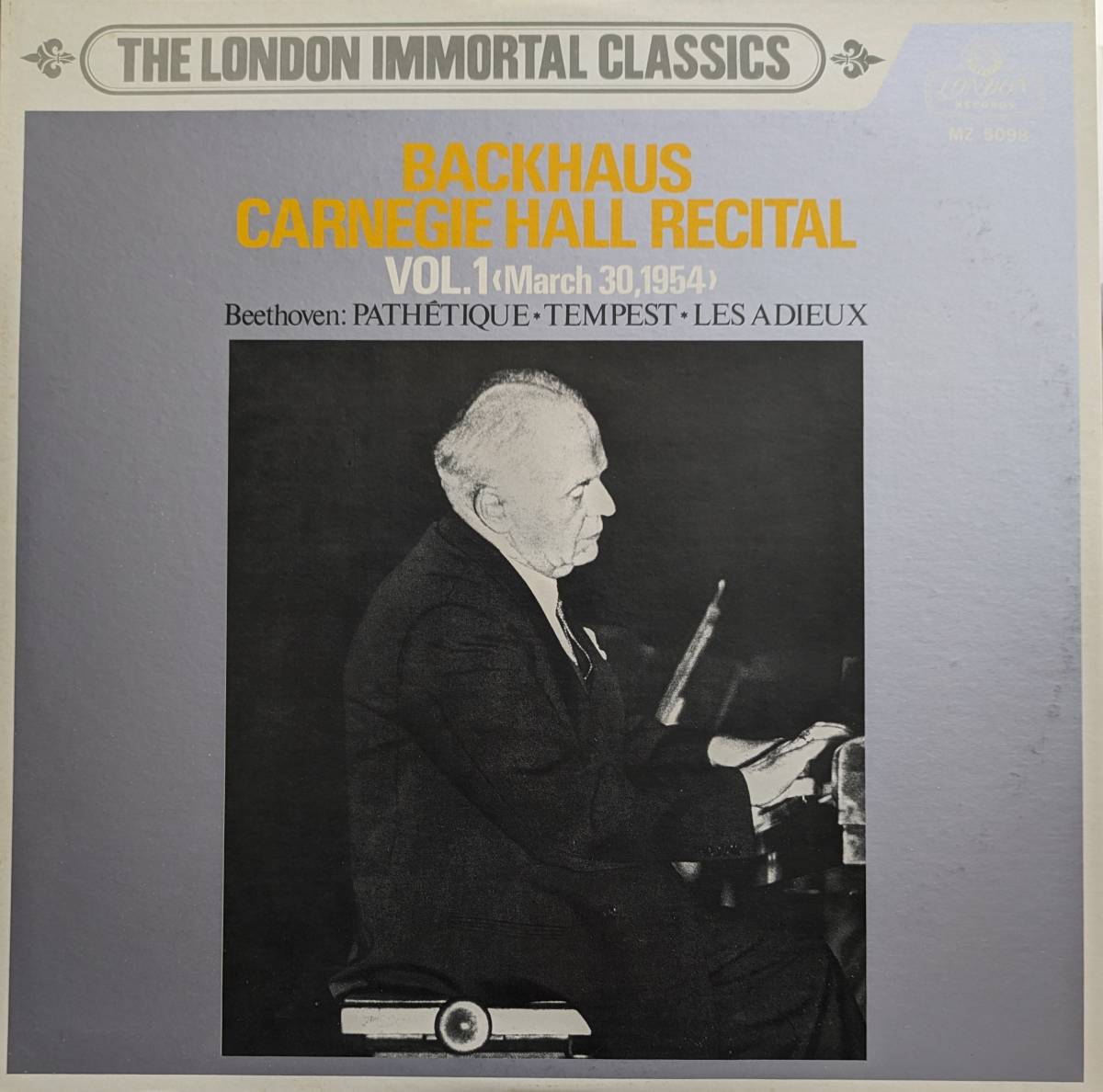 LP盤 ウィルヘルム・バックハウス カーネギー・ホール・コンサート(1954.3.30 Live) Beethoven Pianoソナタ 「悲愴,テンペスト&告別」の画像1