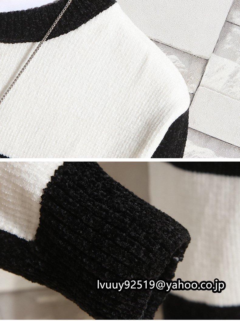 カジュアル セーター ニット おしゃれ クルーネック オフィス メンズファッション ホワイト☆M~3XLサイズ選択/1点_画像5