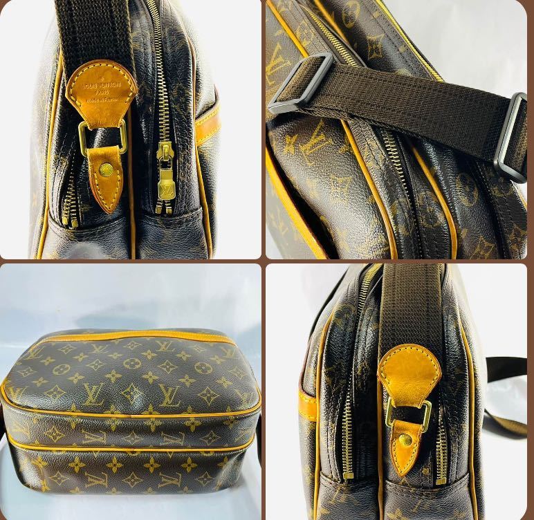 ◇1円 ★ LOUIS VUITTON ルイヴィトン モノグラム リポーターPM M45254ショルダーバッグ ダブルファスナー 斜め掛け ファスナー部訳あり _画像8