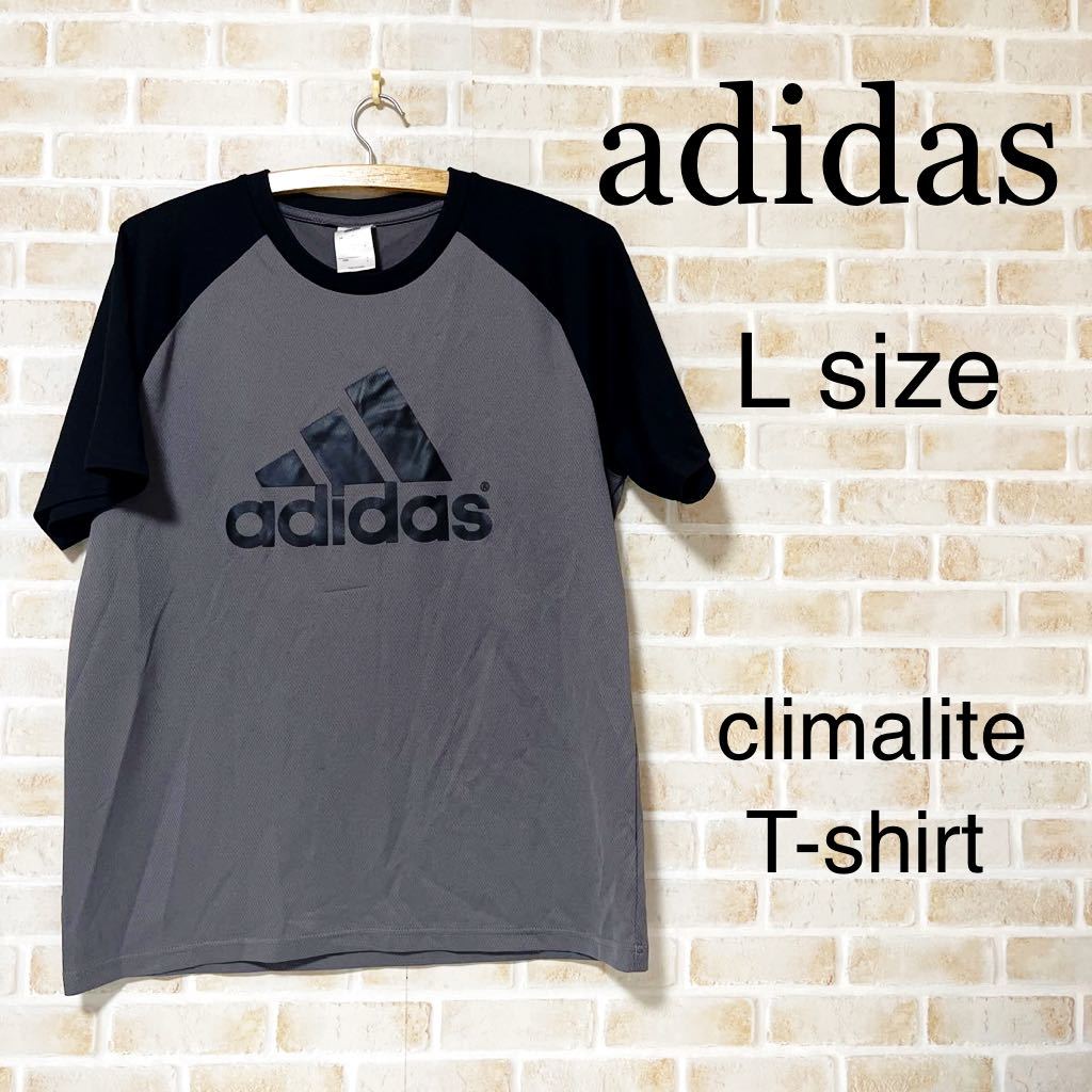 adidas Lサイズ 半袖Tシャツ ブラック×グレー_画像1