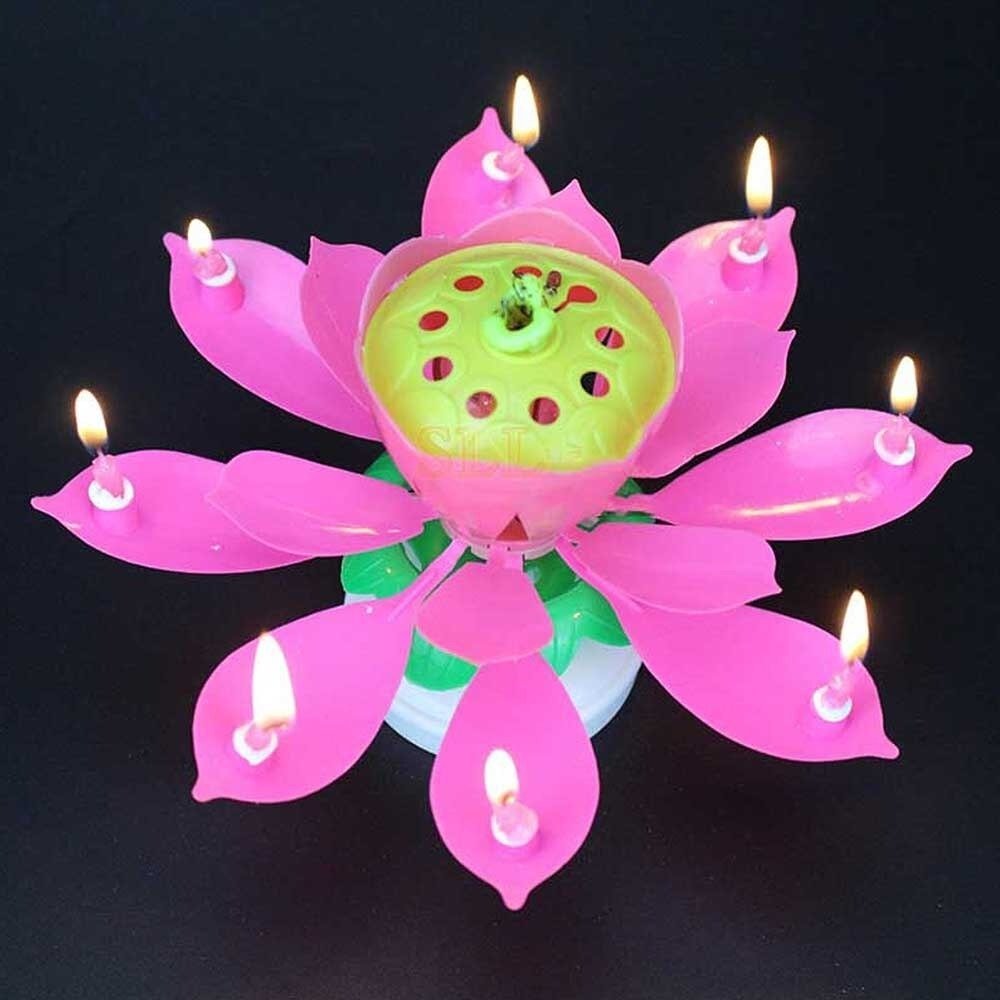 1 piece fashion lotus flower festival music birthday cake candle equipment ornament music party lotus. candle 