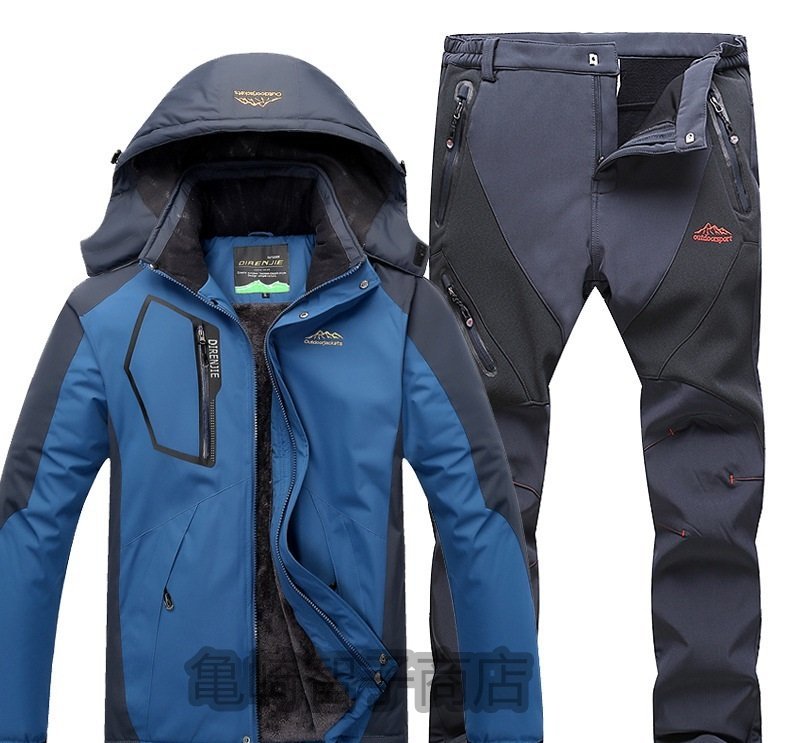 新作  スキーウェア メンズ スノーボードウェア マウンテンジャケット 上下セットスキーパンツ 男女兼用 防風保温 L~5XL 黒の画像7