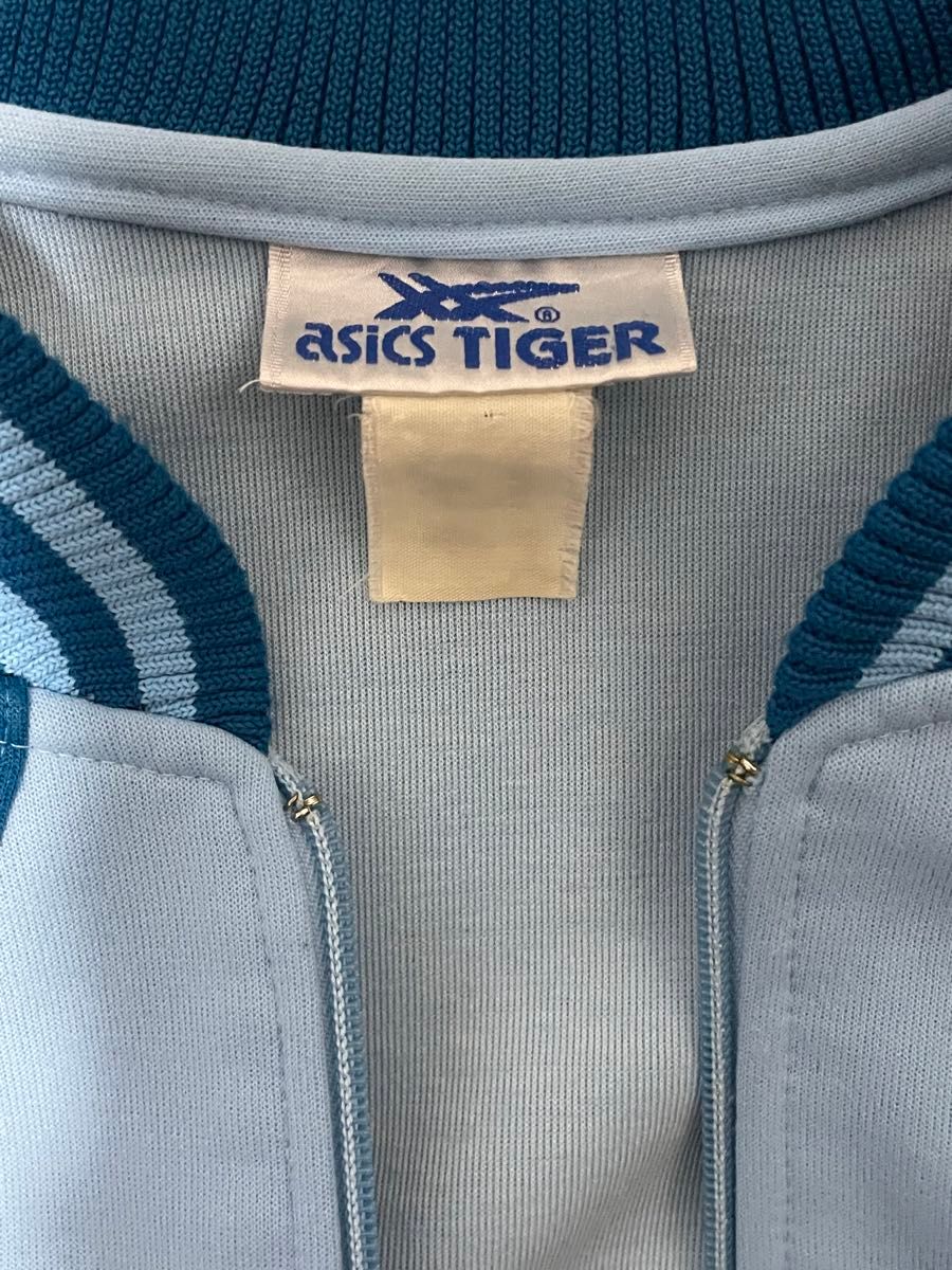 ASICSTIGER ジャケット 80s 古着 アシックスタイガー 刺繍 ジップアップ トラックジャケット