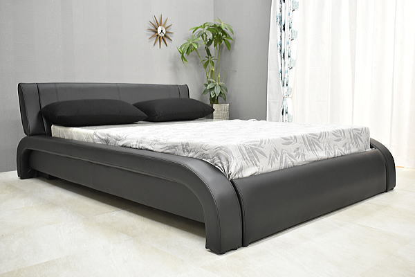 [ new goods ] bonnet ru with mattress in set double bed BK color [PVC leather furniture bed .. stylish modern Northern Europe bed ]:NW44-8D09-KC