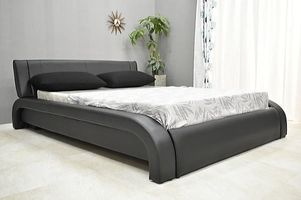 [ new goods ] bonnet ru with mattress in set double bed BK color [PVC leather furniture bed .. stylish modern Northern Europe bed ]:NW44-8DZT-KC