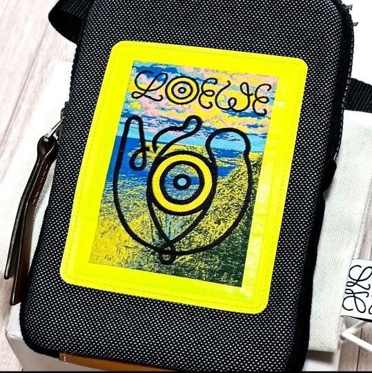 ロエベ キャンバスレザー EYE NATURE CASE ショルダーバッグ 美品 箱付き【LOEWE】EYE NATURE CASE キャンバス ネックポーチ