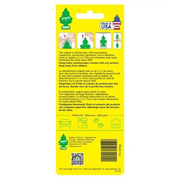 Little Tree 釣り下げ式 芳香剤 リトルツリー エアーフレッシュナーブラック・アイス USDM 5枚セットの画像3
