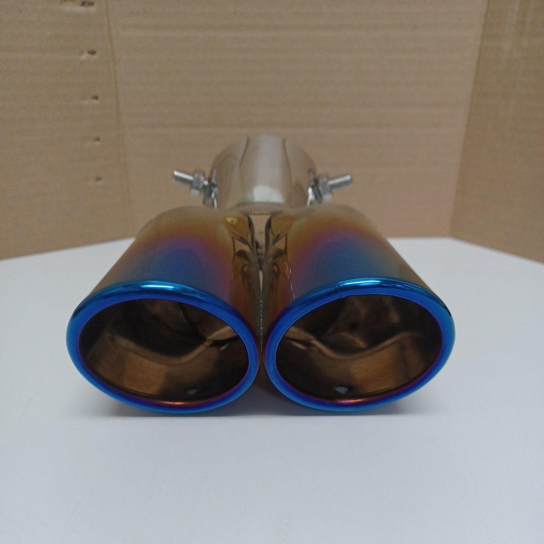 y020101f 車の排気管 ユニバーサルカースタイリング 修正ステンレス鋼グリルブルー車 デュアル 排気管 マフラーカッター_画像2