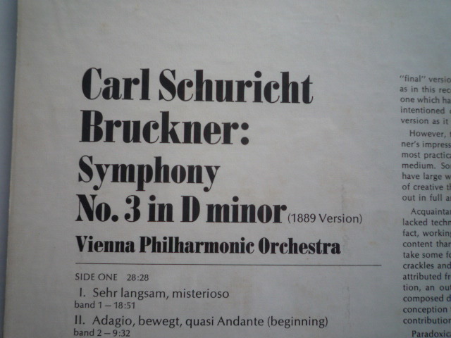 SH81 米SERAPHIM盤バラ2LP ブルックナー/交響曲3、9番 シューリヒト/ウィーンPOの画像2