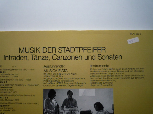 SI14 独HM盤LP シュタットパイファー（町の音楽士）の音楽/ハウスマン、チェザーレ他 ムジカ・フィアータ_画像2