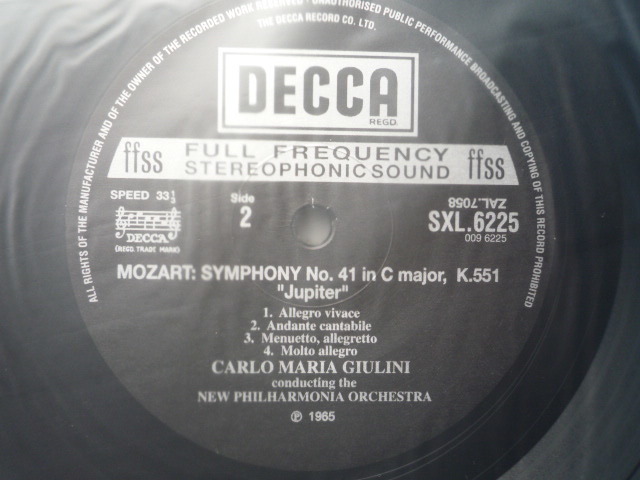SI18 英DECCA復刻重量盤LP モーツァルト/交響曲40、41番 ジュリーニ/NPOの画像2