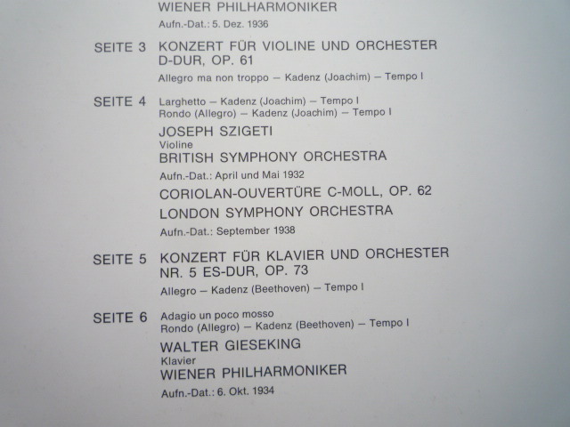 B73-05 独Dacapo盤3LP ワルターのベートーヴェン/交響曲6番、V協、P協5番 シゲティ、ギーゼキング_画像3