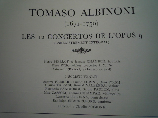 B73-19 仏ERATO盤2LP アルビノーニ/協奏曲集Op.9 ピエルロ、シャンボン、トーゾ/シモーネ_画像2