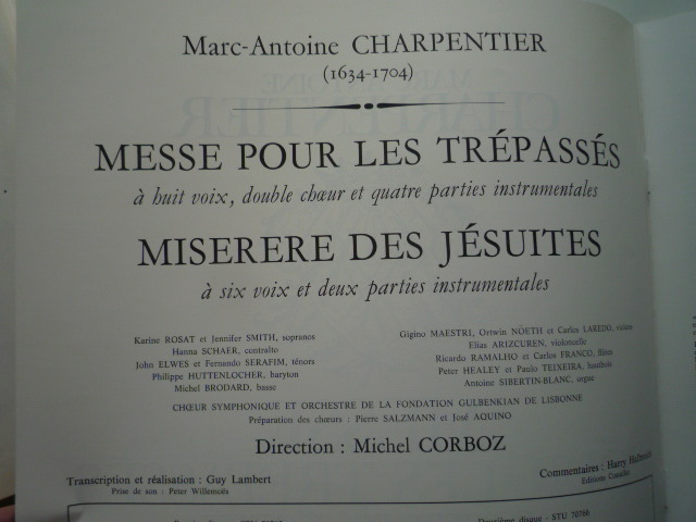 B73-19 仏ERATO盤2LP シャルパンティエ/死者のためのミサ曲、ミゼレーレ コルボ/リスボン・グルベキアンO_画像2