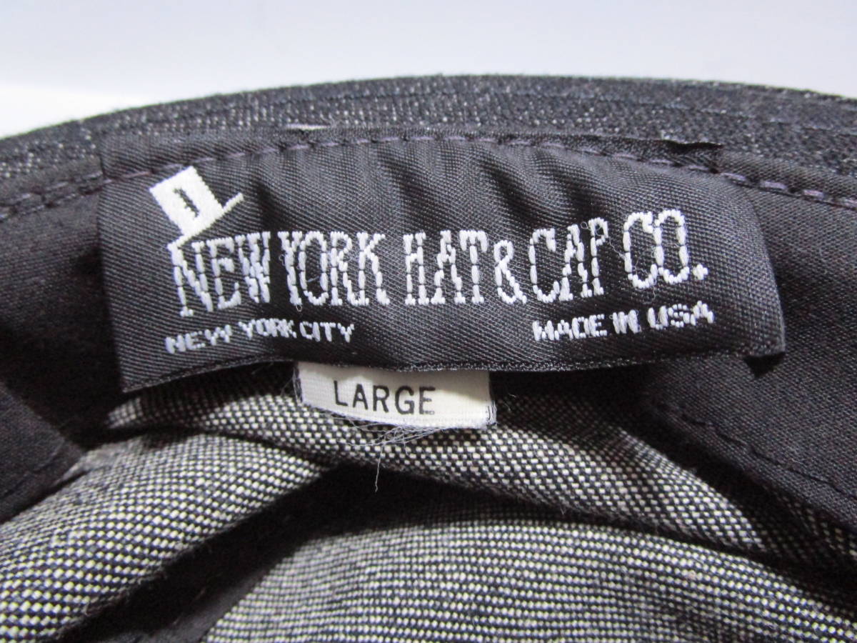 激レア!旧タグ!USA製!90s!ビンテージ!良好即決!NEW YORK ＨＡＴ ニューヨークハット メンズ ポークパイ ハット ブラック デニム生地 L_画像9