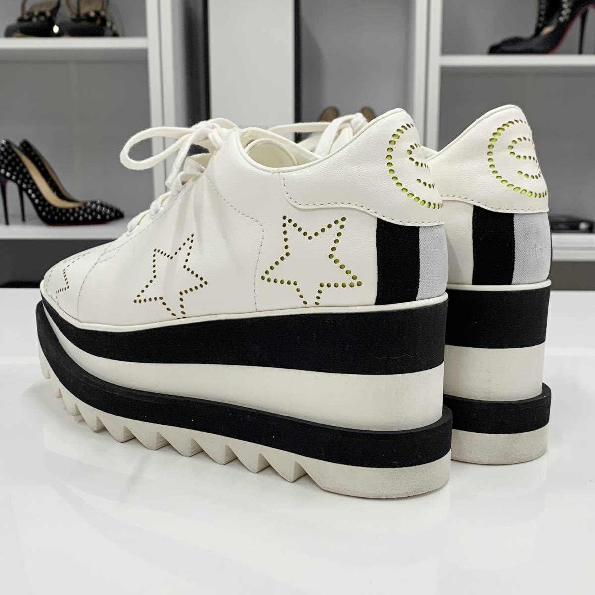 8111 Stella McCartney Ellis leather Star thickness bottom shoes white 